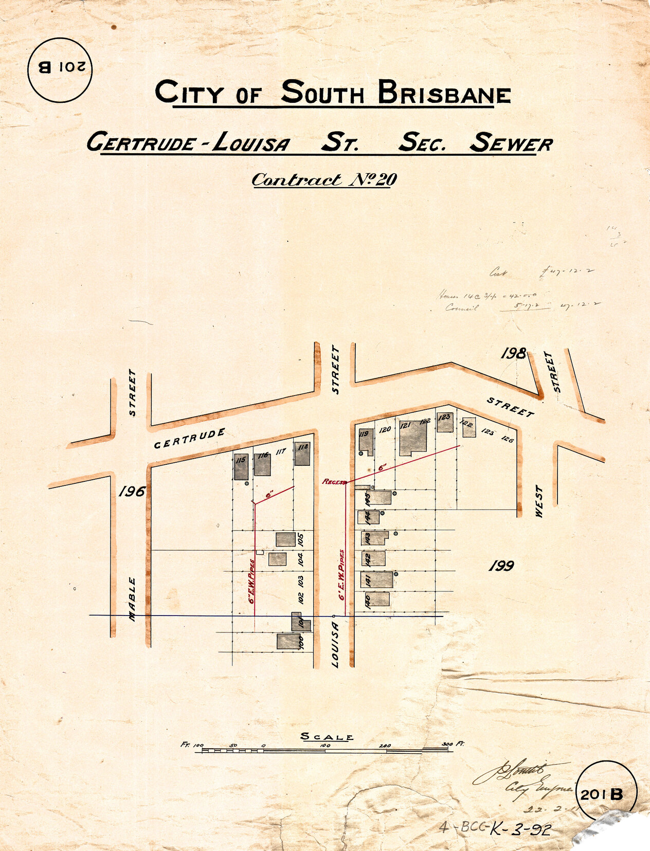Gertrude - Louisa Street sectional sewer - Contract No. 20 - Highgate Hill - 1911