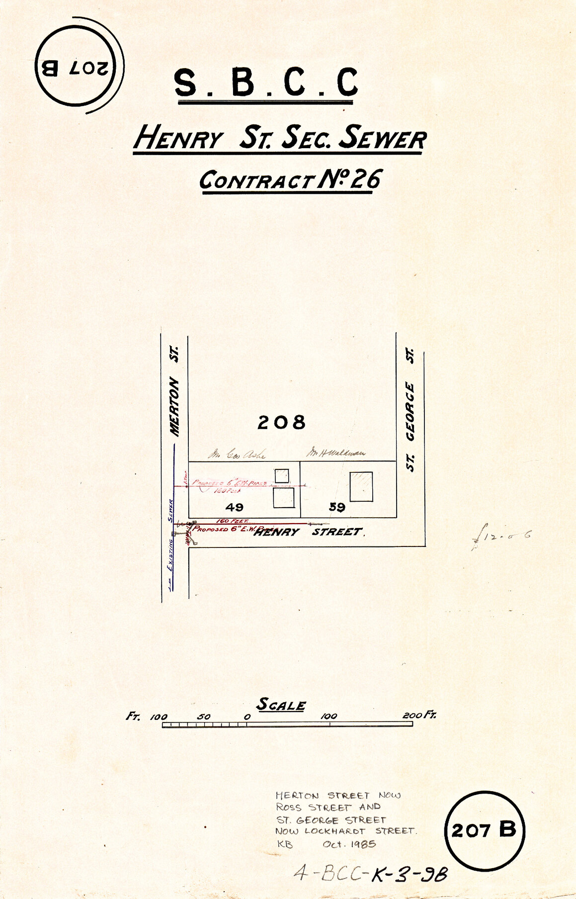 Henry Street sectional sewer - Contract No. 26 - Woolloongabba - 1911