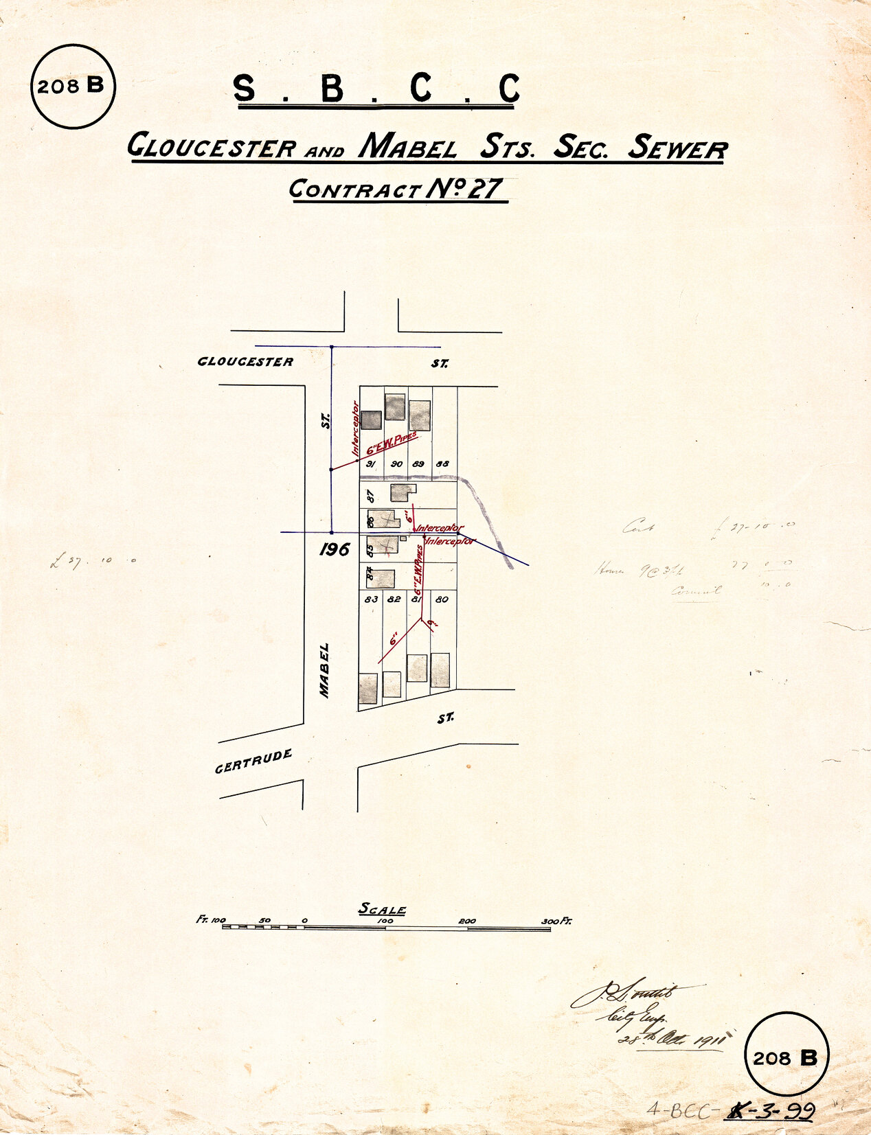 Gloucester and Mabel Street sectional sewer - Contract No. 27 - Highgate Hill - 1911