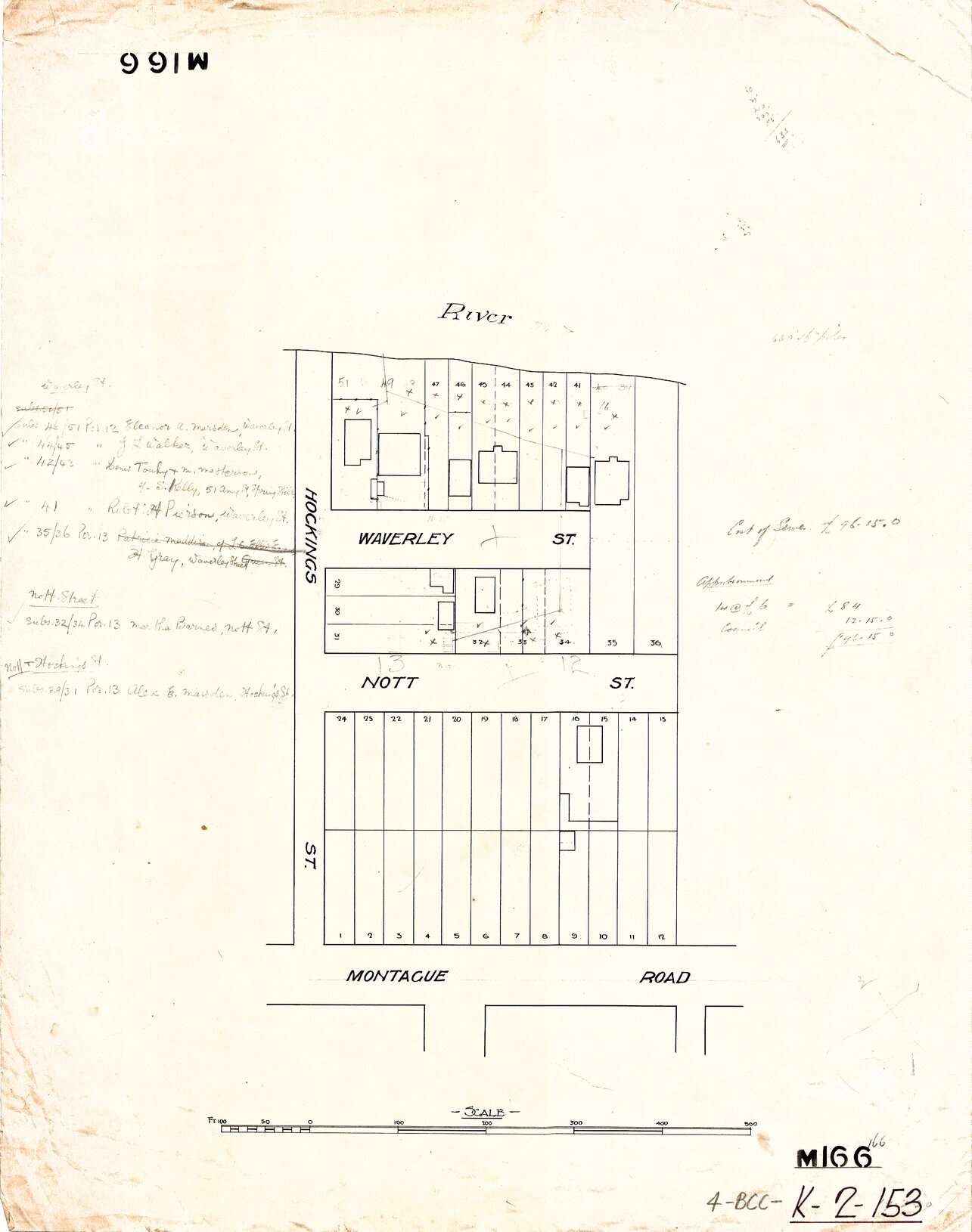 Drainage of Hockings, Waverley and Nott Street, West End - 1920