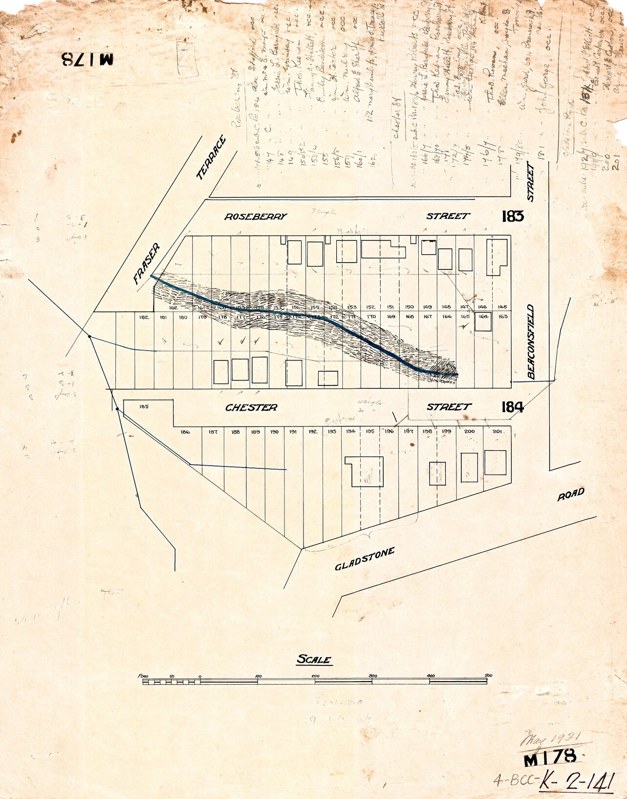 Sectional sewer for Beaconsfield, Chester, Rosebery Street, Derby Street, and Gladstone Road, Highgate Hill - 1921