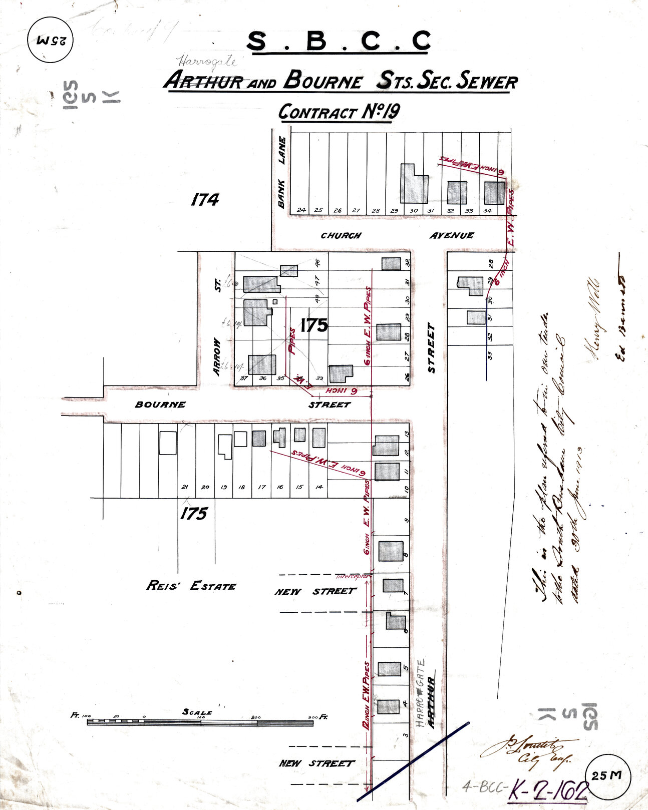 Harrogate and Bourne Street sectional sewer, Woolloongabba - 1913