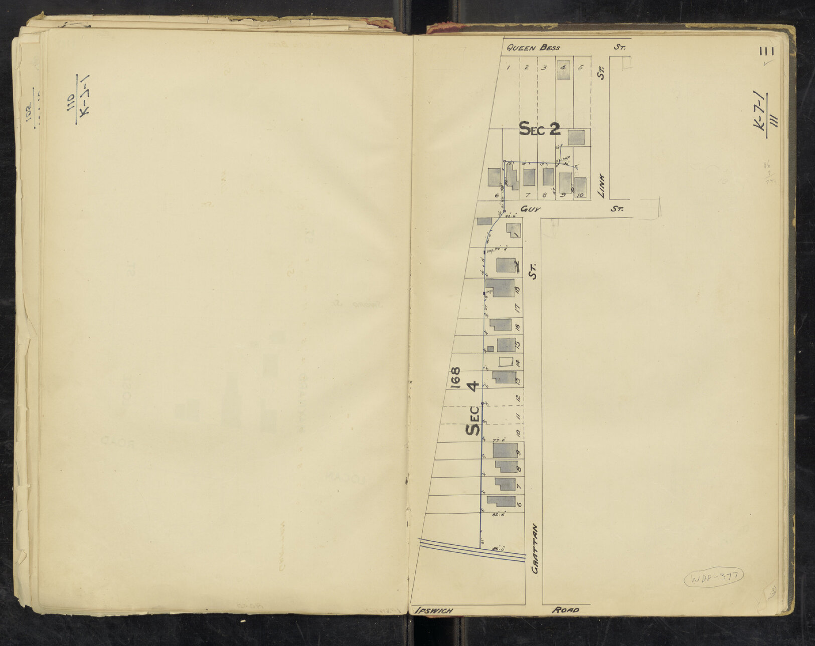 Drainage map for Grattan Street, Woolloongabba - 1902, 1913