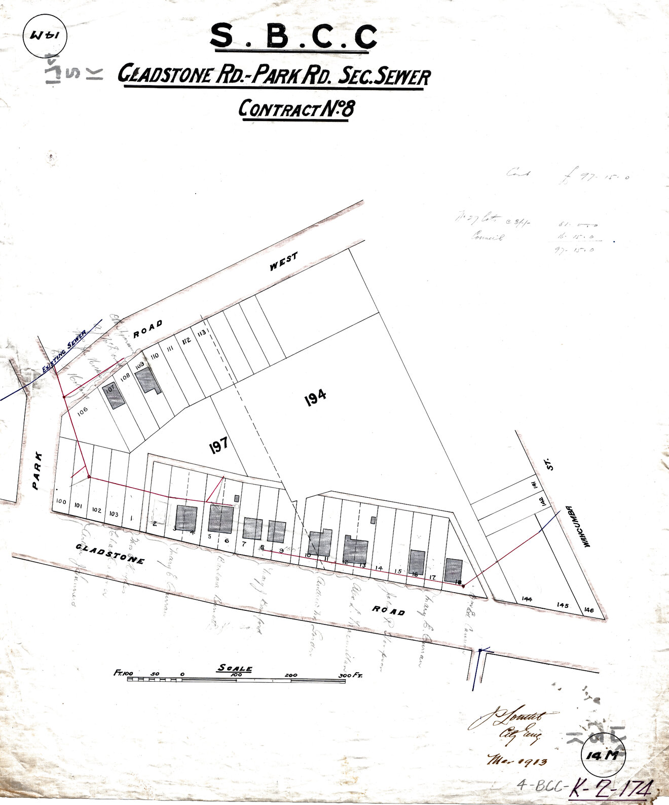 Gladstone Road, Park Road West Sectional Sewer, Highgate Hill and Dutton Park - 1913