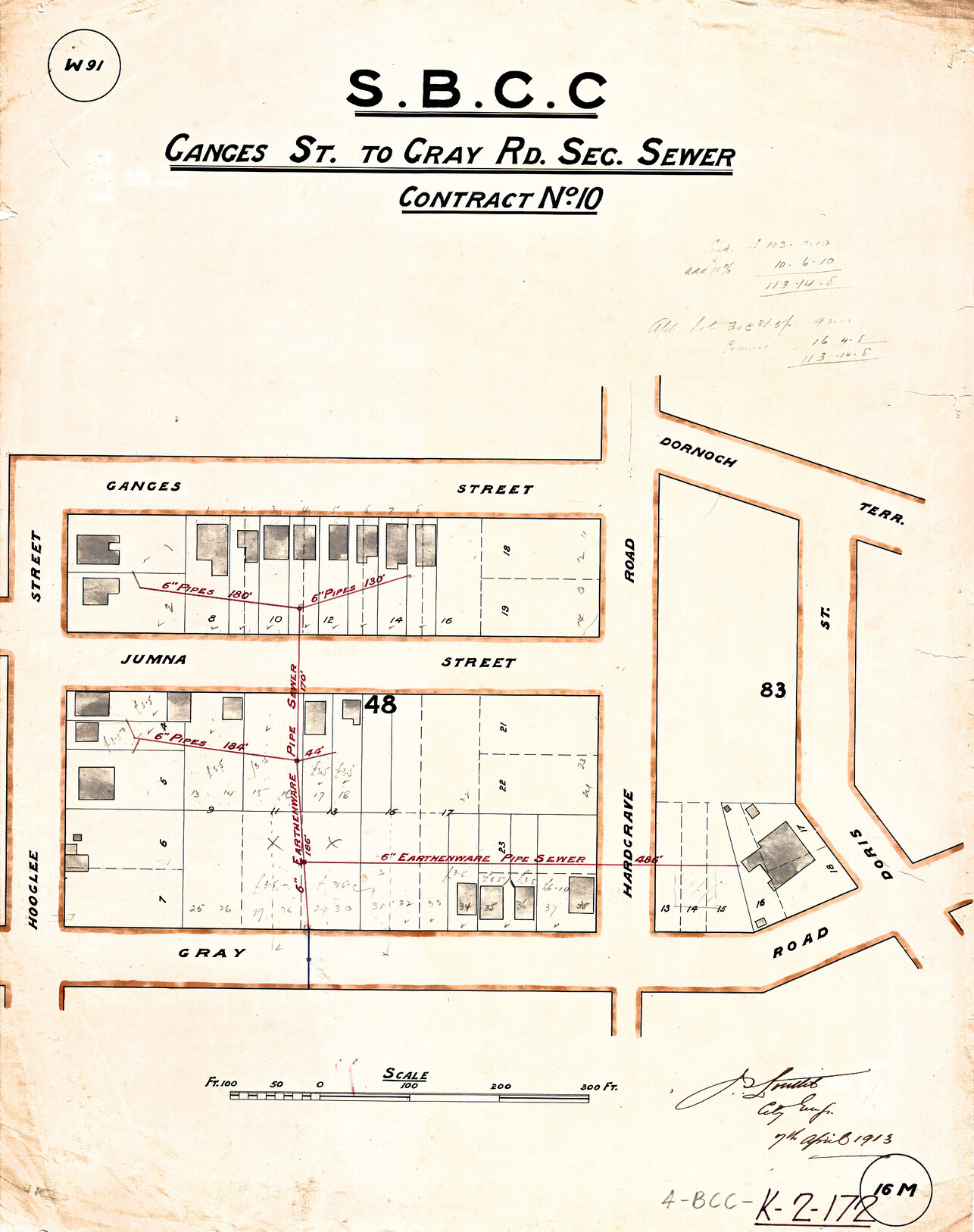 Ganges Street to Gray Road sectional sewer, West End - 1913