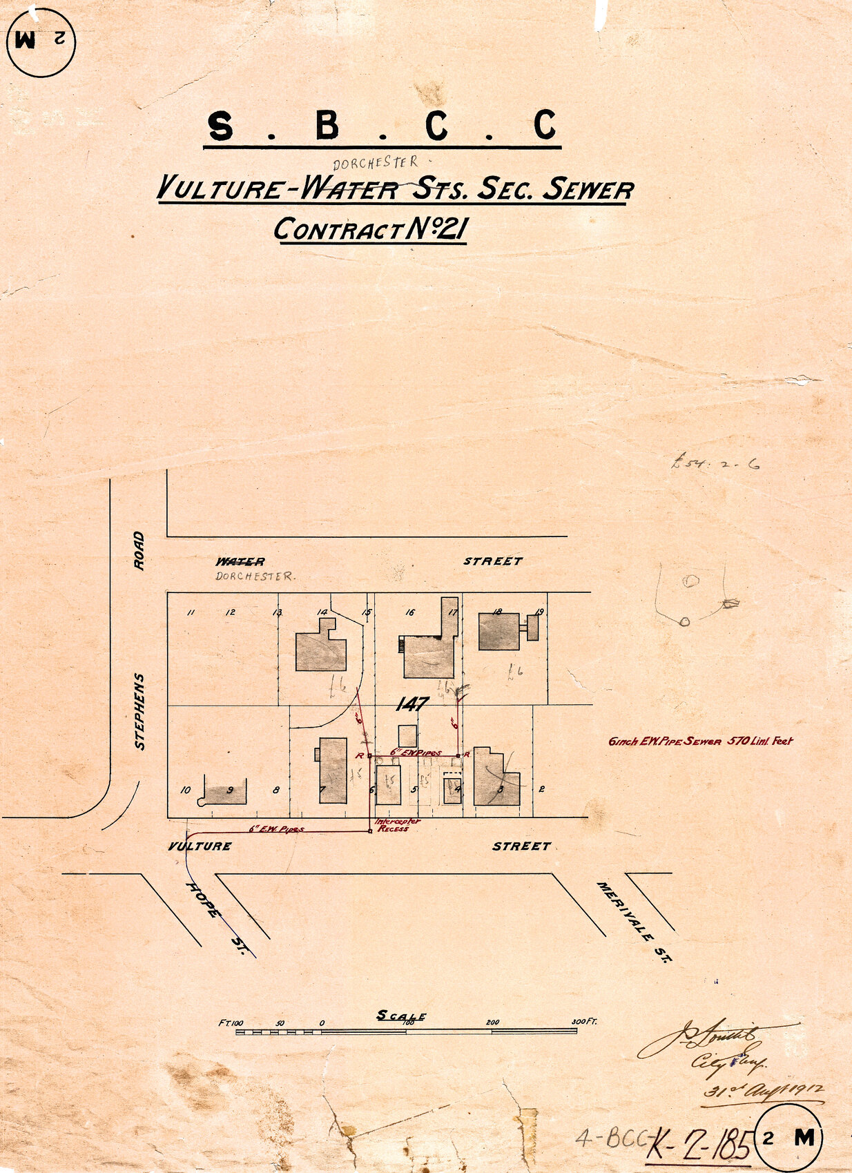 Vulture and Dorchester Street sectional sewer, South Brisbane - 1912