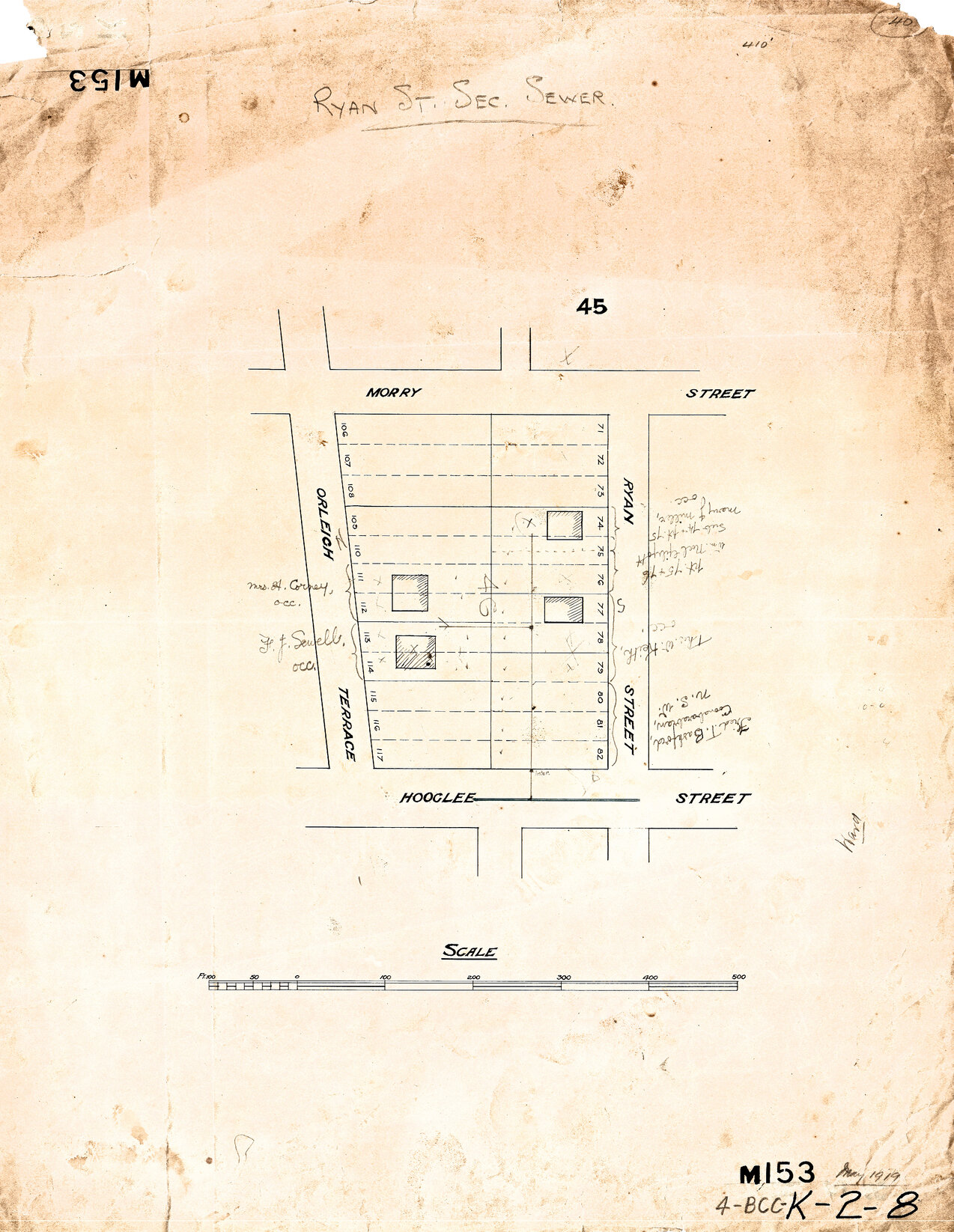 Ryan Street sectional sewer, West End - 1919