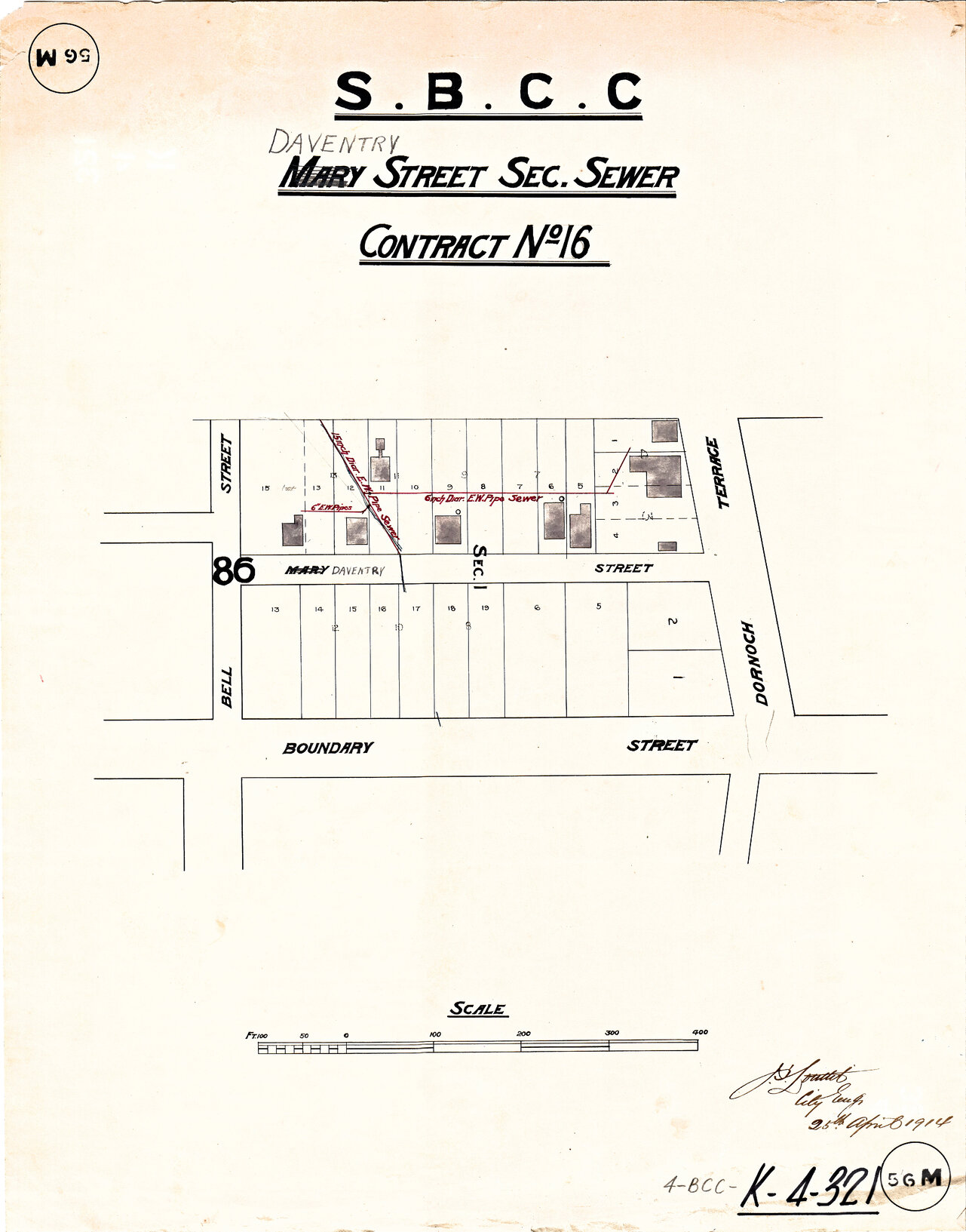 Daventry Street Sectional Sewer, West End - 1914