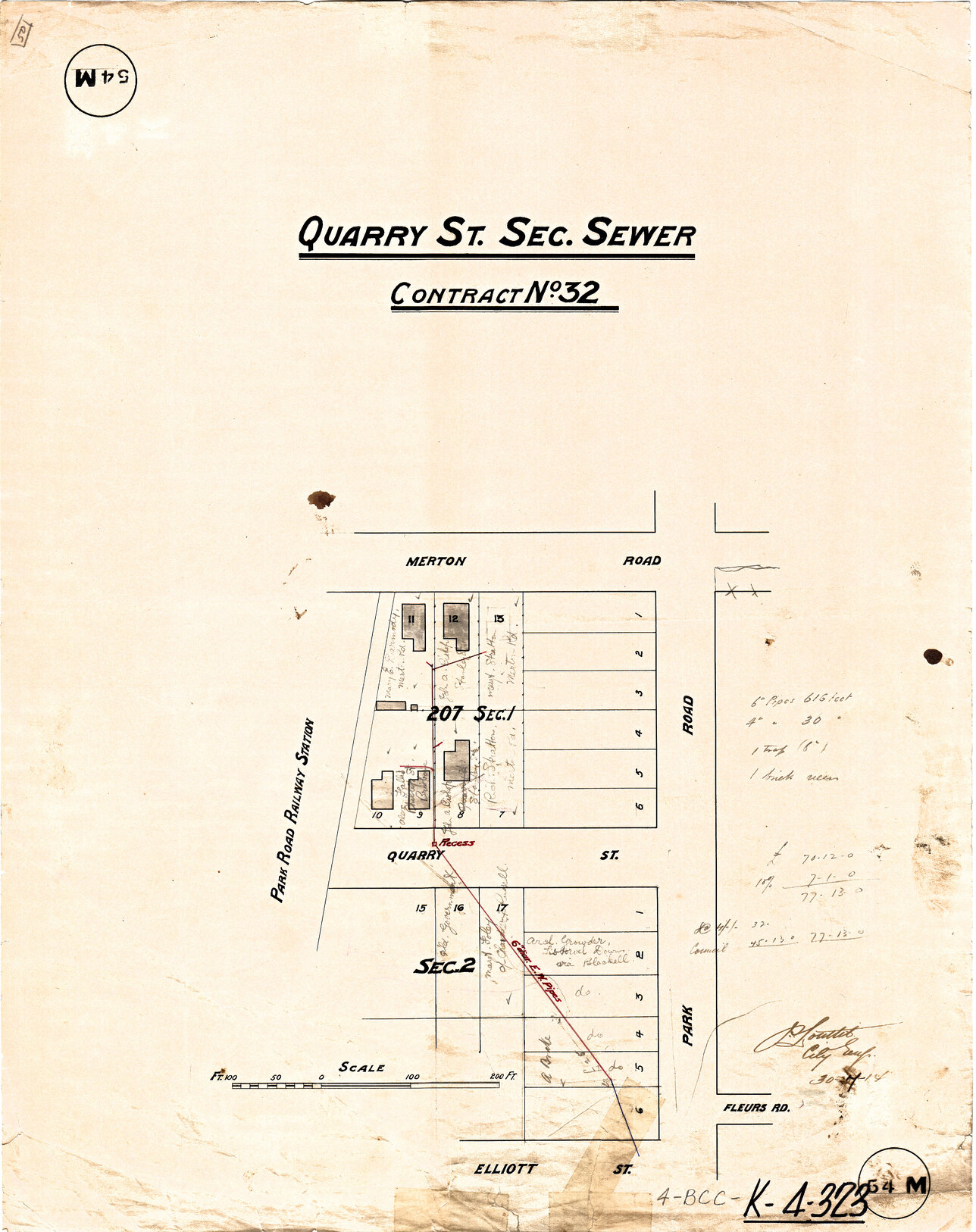 Sectional sewer Quarry Street, Woolloongabba - 1902, 1914