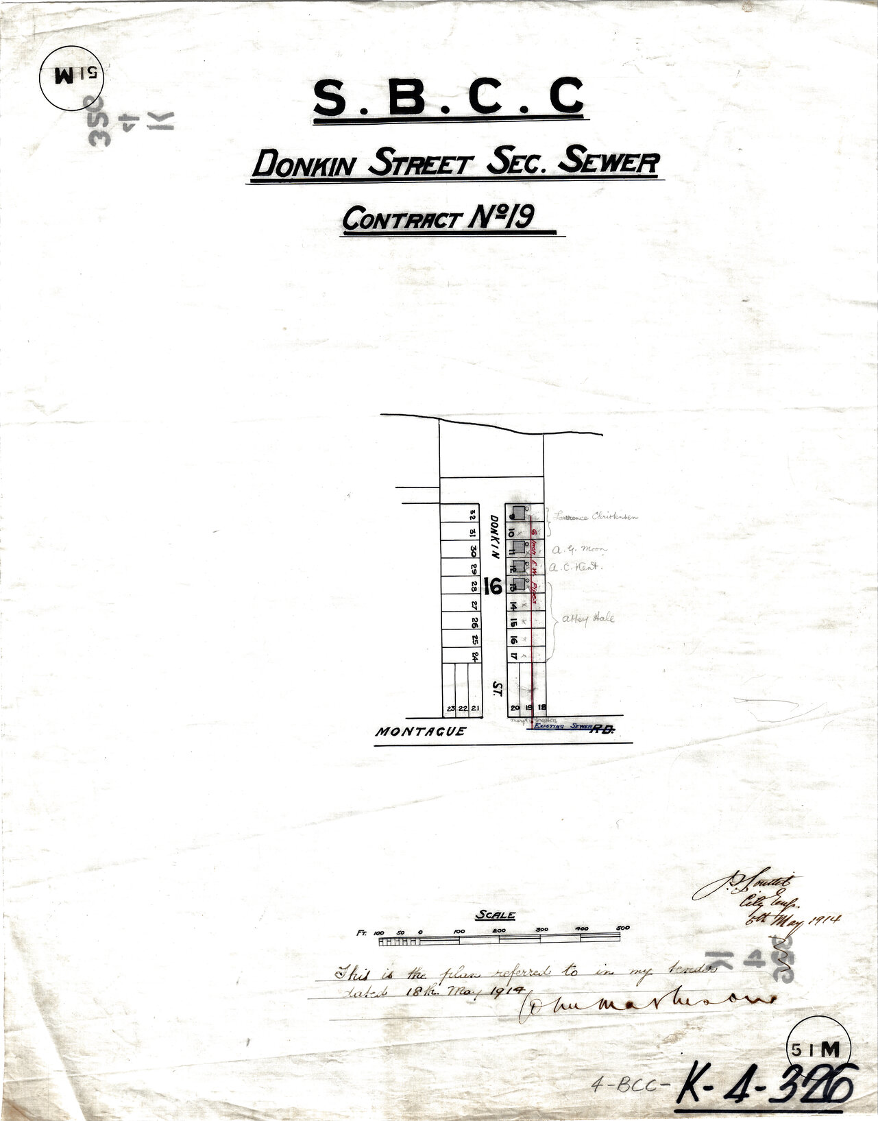 Donkin Street sectional sewer, West End - 1914