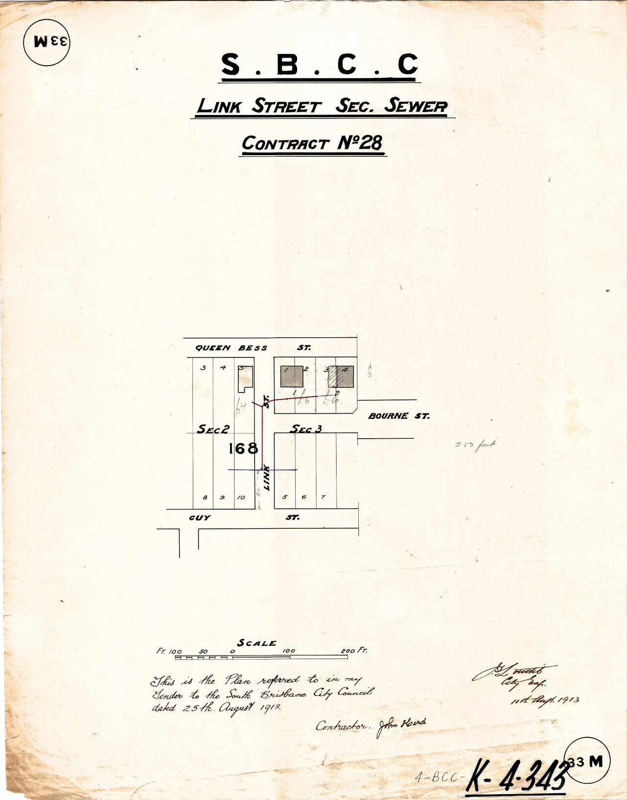 Link Street sectional sewer, Woolloongabba - 1913