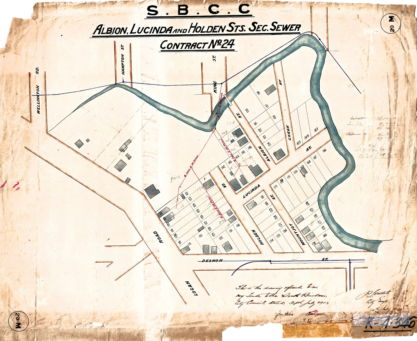 Sectional sewer for Albion, Lucinda and Holden Street, Woolloongabba - 1913