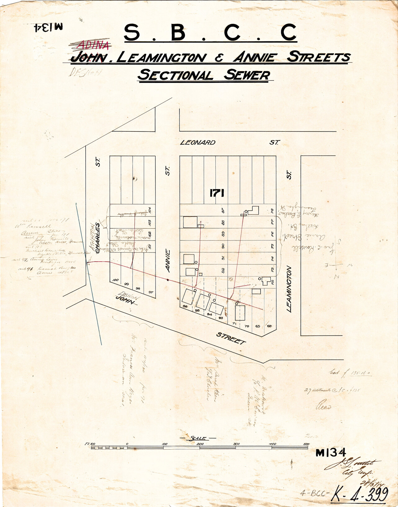 Deshon, Leamington and Annie Street sectional sewer, Woolloongabba - 1914