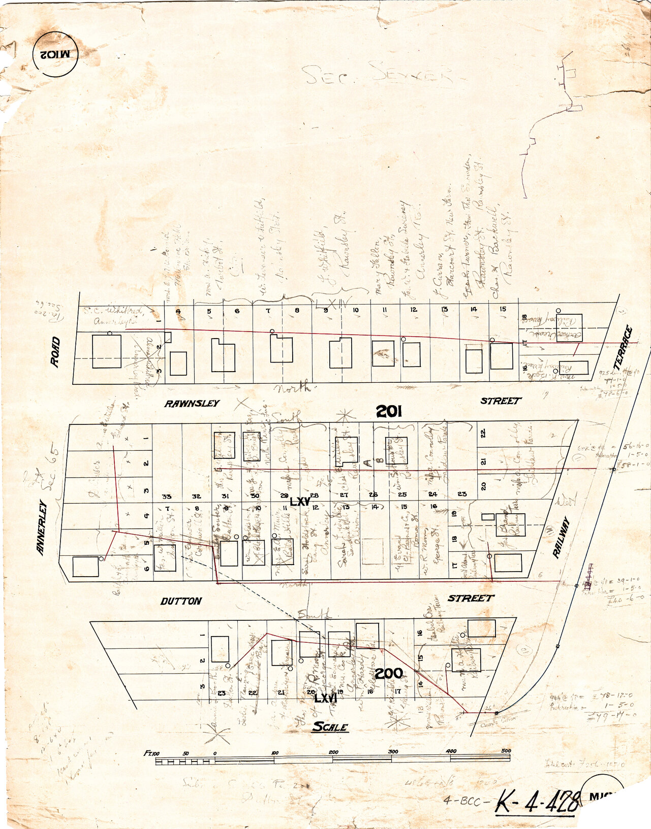 Dutton and Rawnsley Street, Railway Terrace and Annerley Road sectional sewer, Dutton Park - 1915