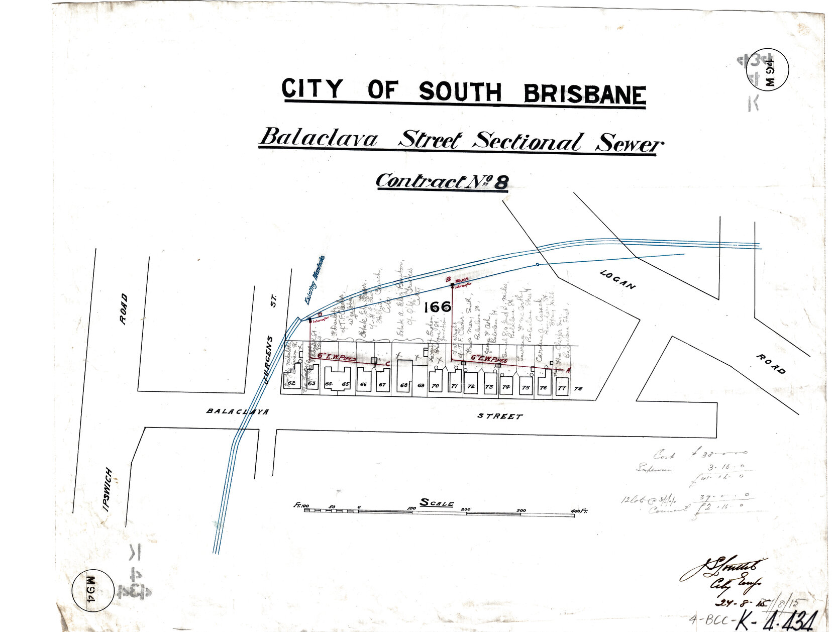Balaclava Street sectional sewer, Woolloongabba - 1915