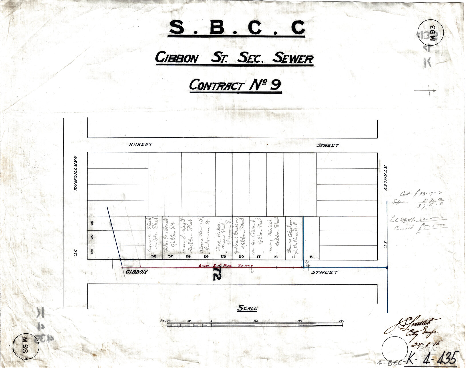 Property owners for block between Hubert and Gibbon Street, Woolloongabba - 1915