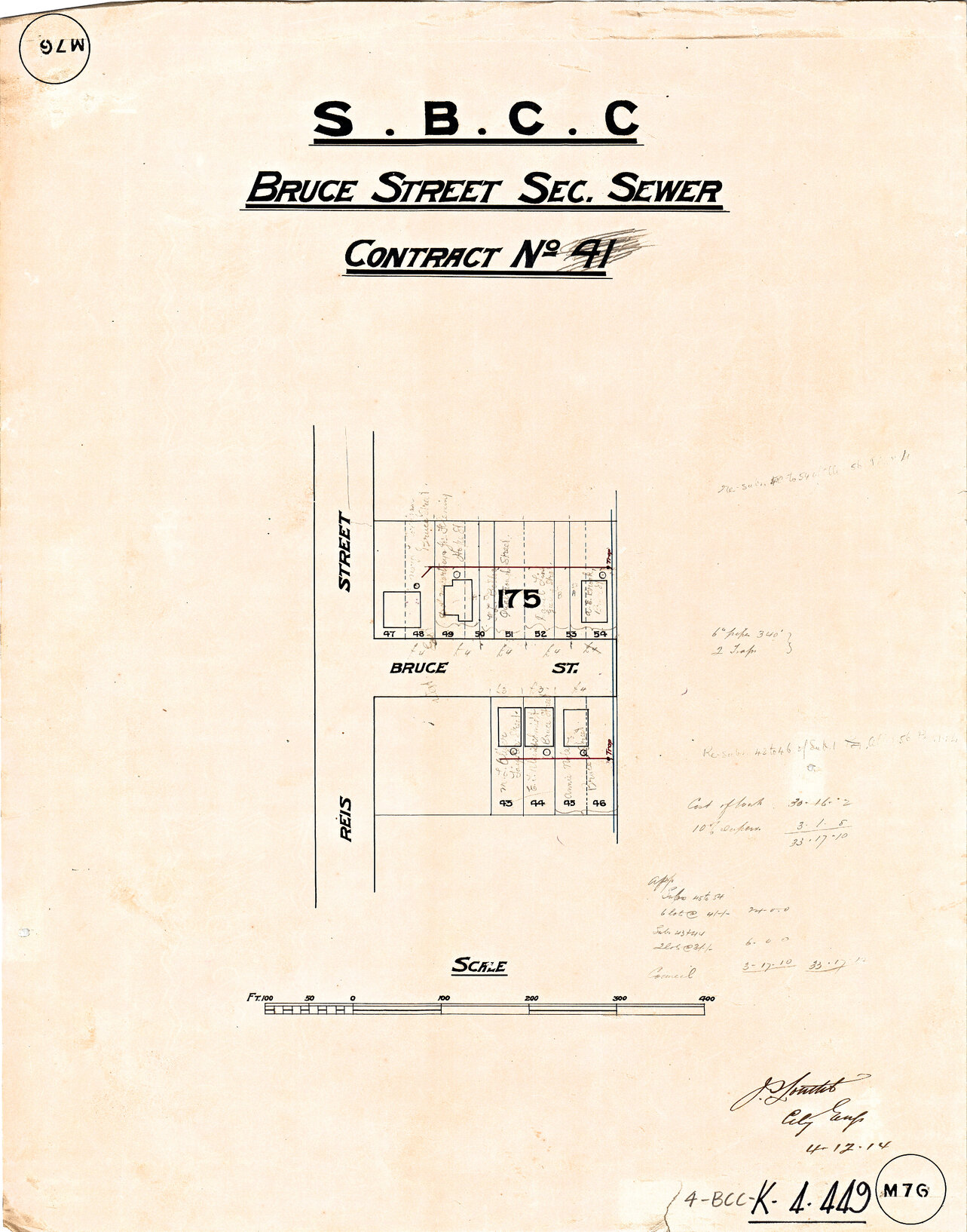 Sectional sewer for corner of Reis and Bruce Street, Woolloongabba - 1914