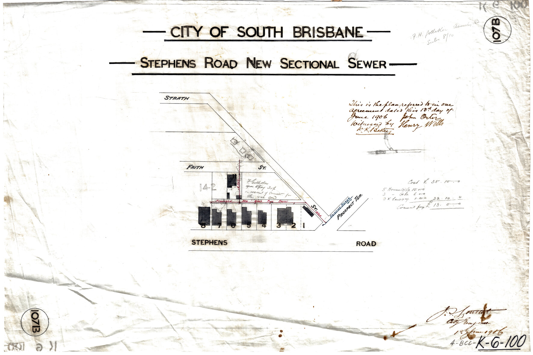 Stephens Road new sectional sewer, South Brisbane and Highgate Hill - 1906