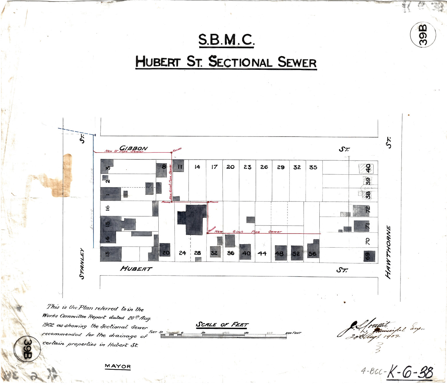 Sectional sewer for block between Hubert and Gibbon Street, Woolloongabba - 1902