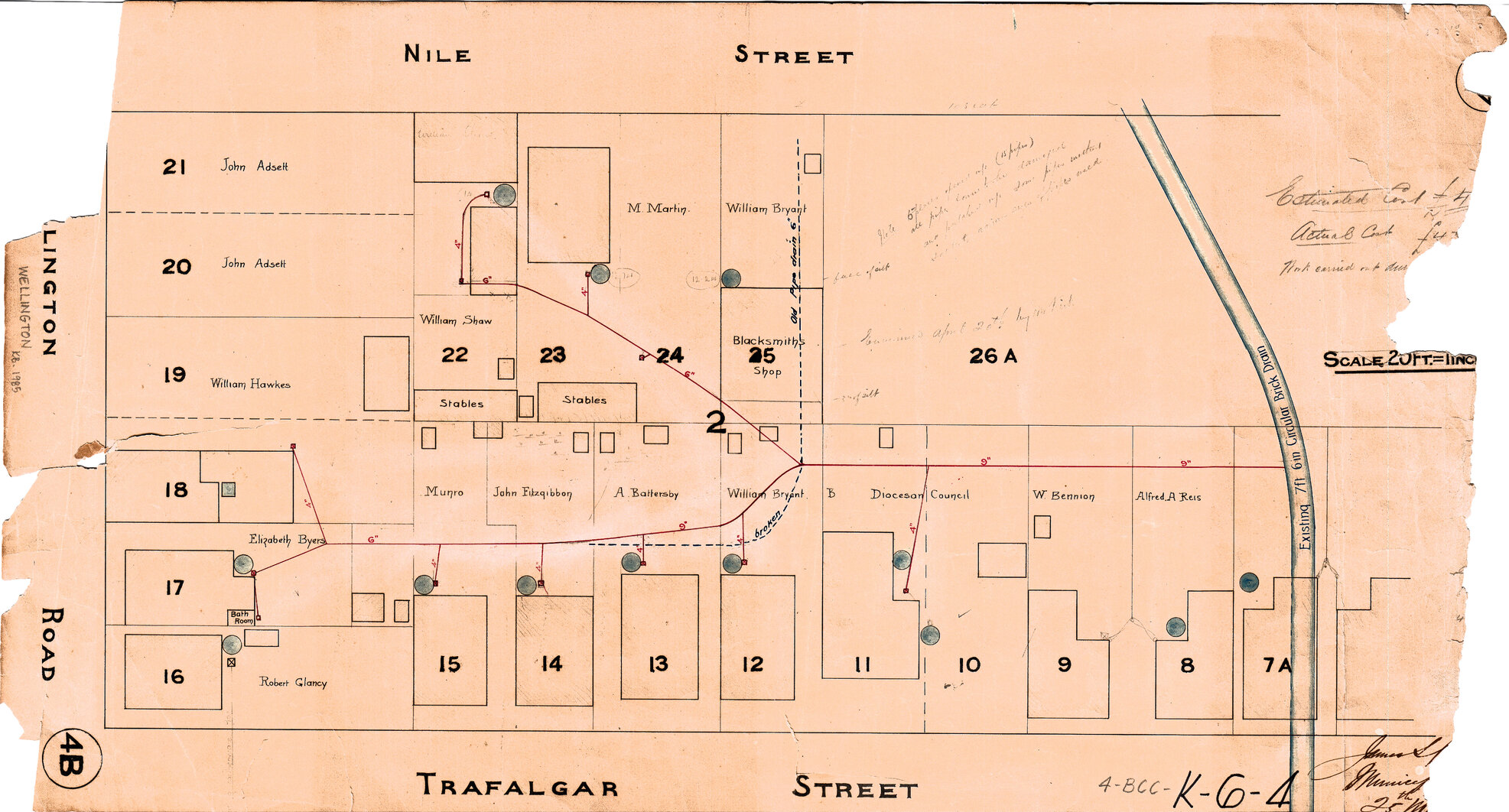 Drainage for block between Nile and Trafalgar Street, Woolloongabba, and Wellington Road, East Brisbane - 1900