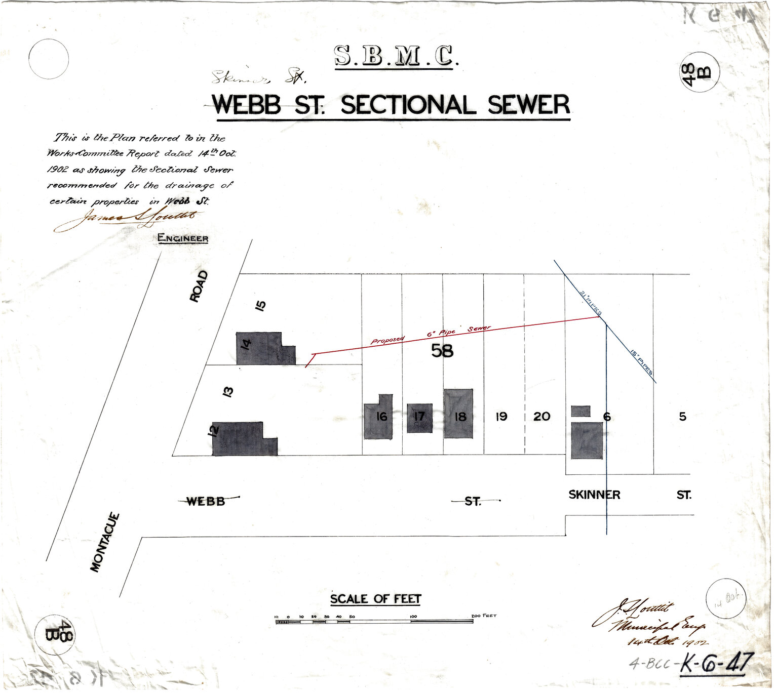Skinner Street and Montague Road sectional sewer, West End - 1902