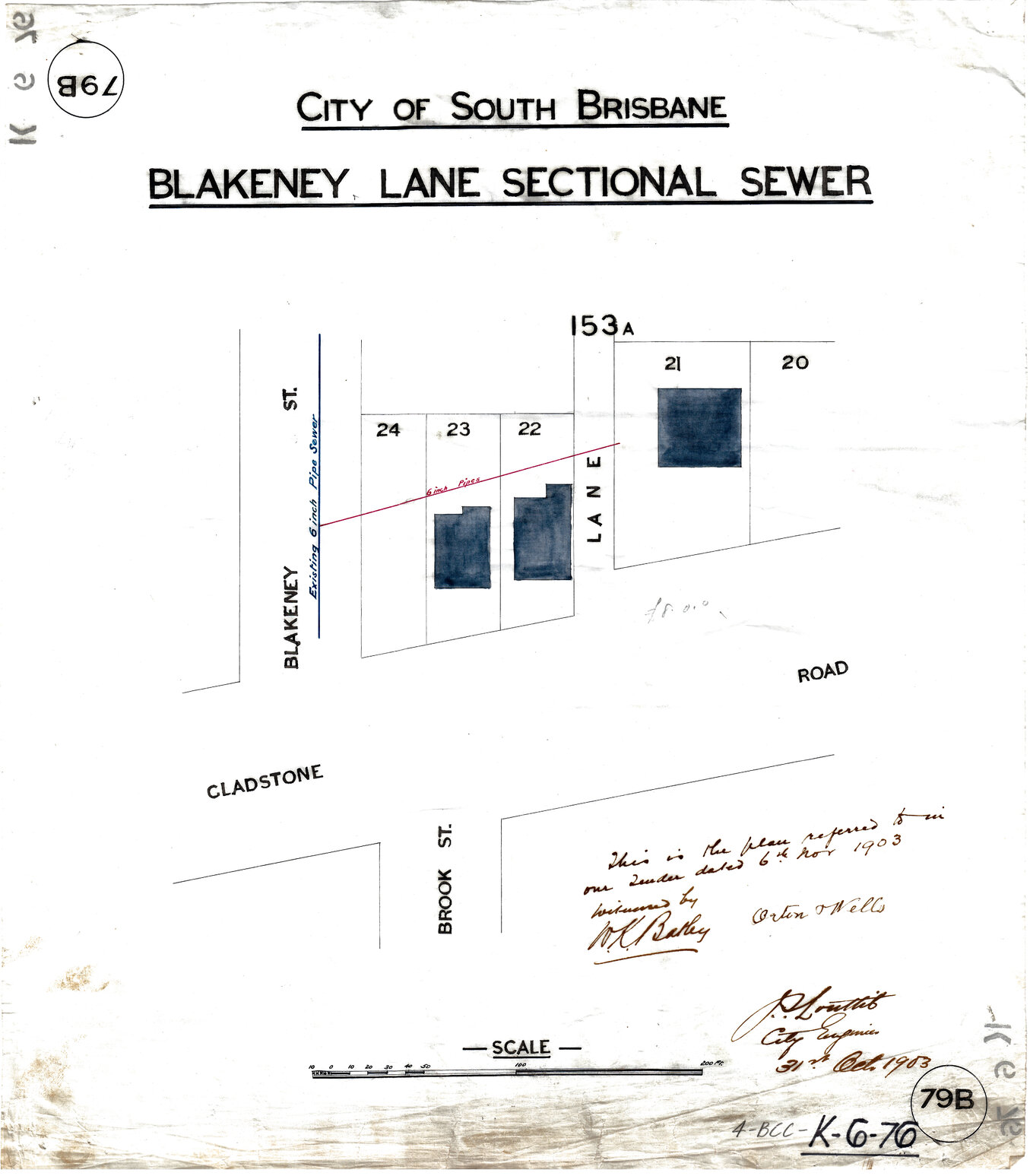Sectional sewer for Blakeney and Pollux Street, Highgate Hill - 1903