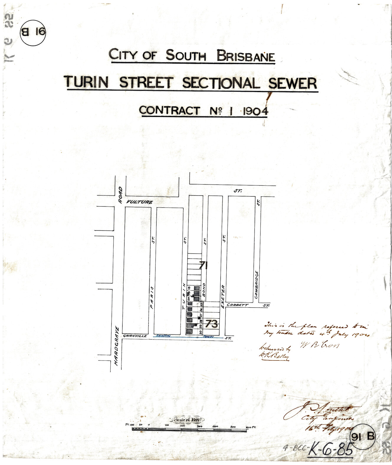 Turin, Bond, Granville Street sectional sewer, West End - 1904