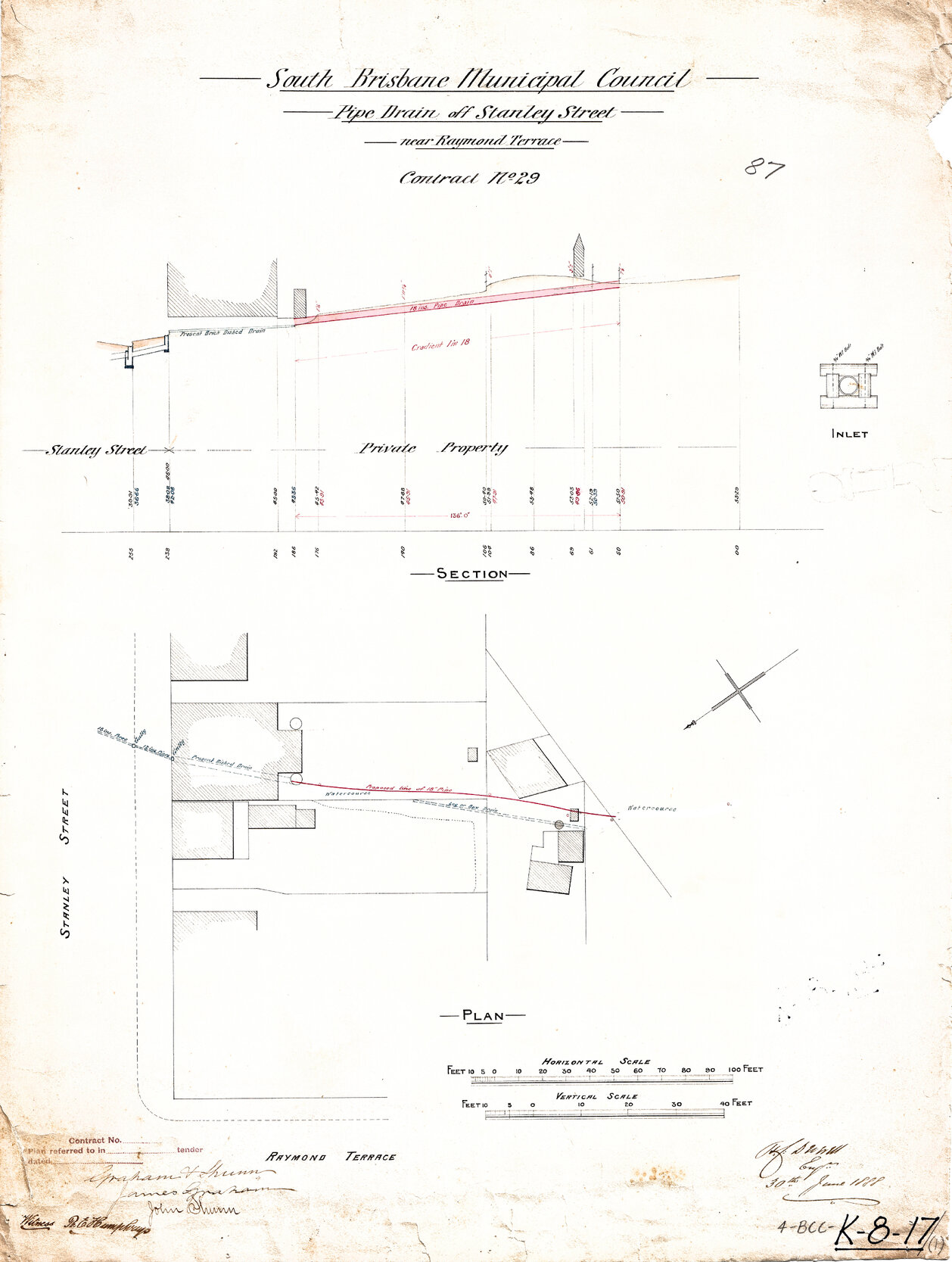 Pipe drain on Stanley Street near Raymond Terrace, South Brisbane - 1888