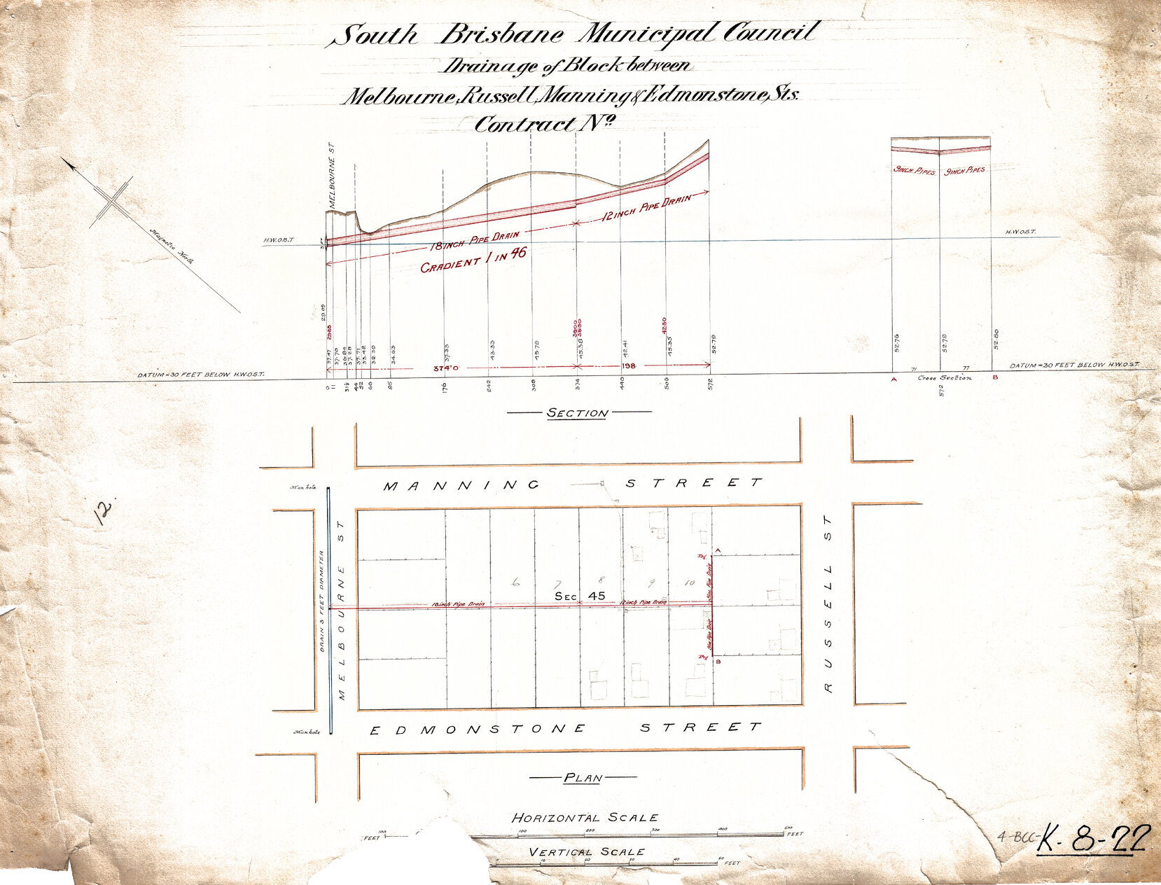 Drainage of block between Melbourne, Russell, Manning and Edmondstone Street, South Brisbane
