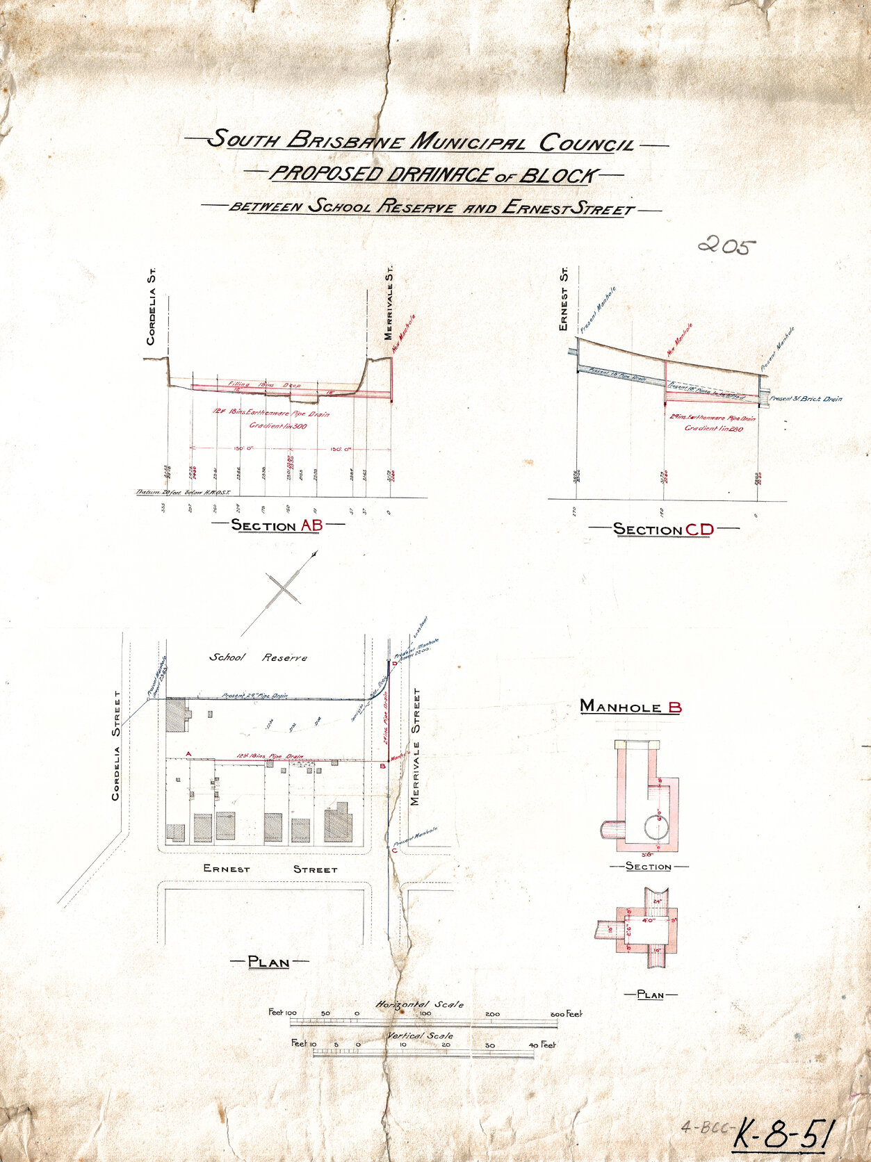 Proposed drainage of block between School Reserve and Ernest Street, South Brisbane