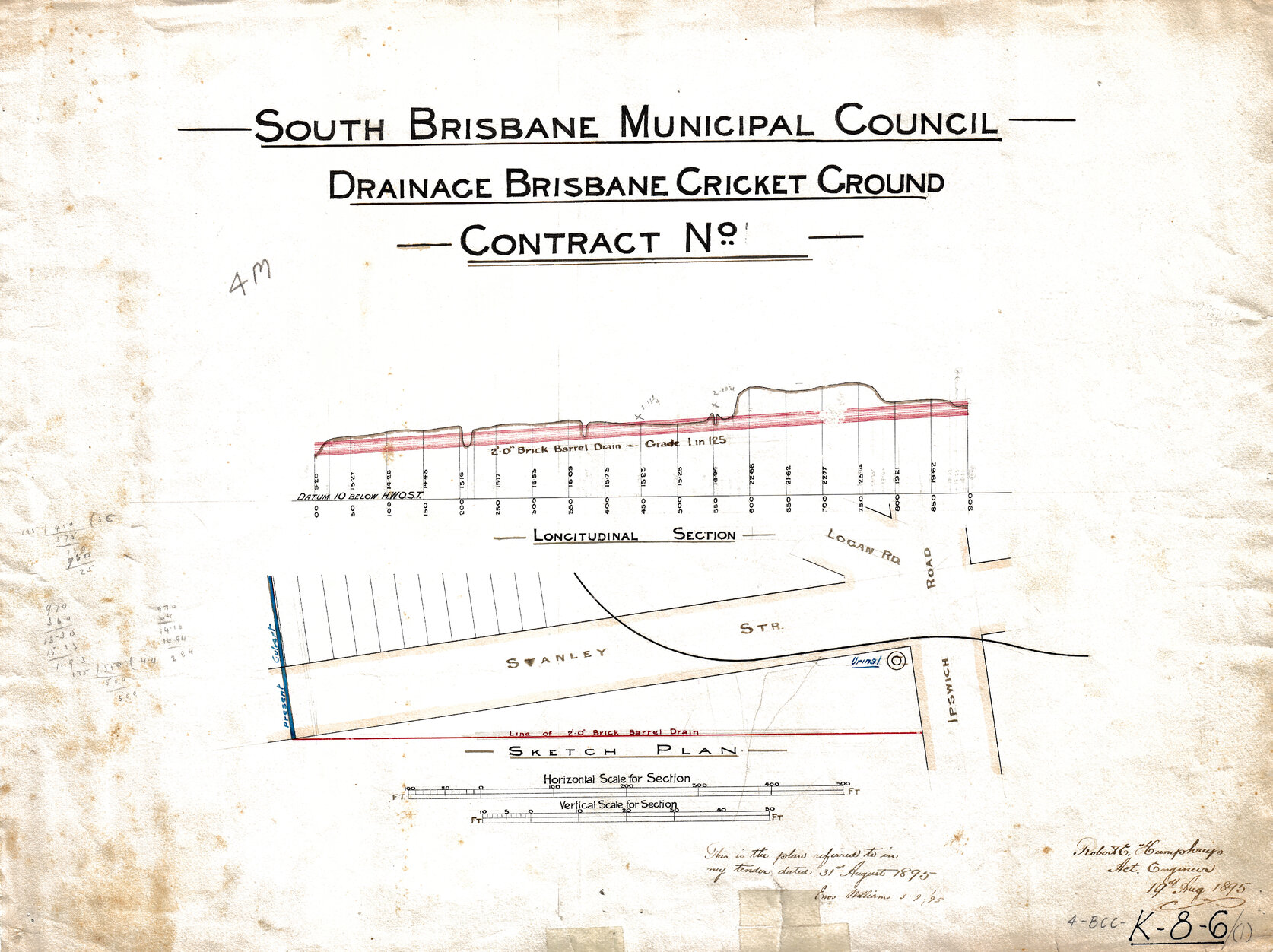 Drainage of Brisbane Cricket Ground [now The Gabba], Woolloongabba - 1895