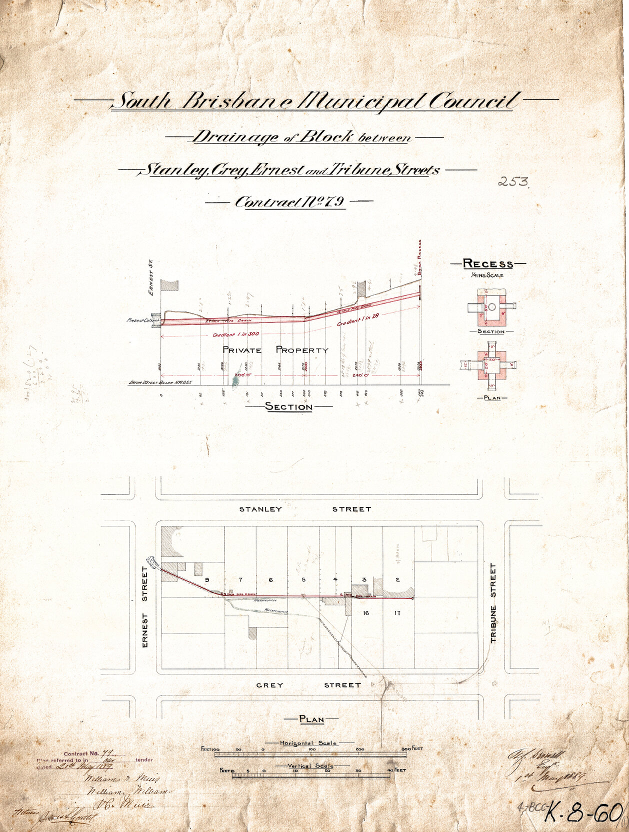 Drainage of block between Drainage Stanley, Grey, Ernest, and Tribune Street, South Brisbane - 1889