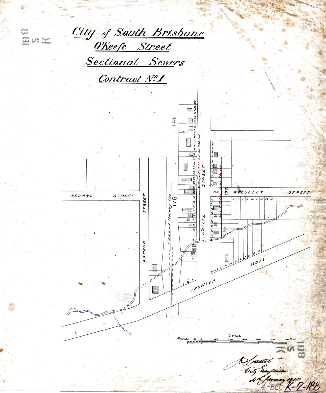 O'Keefe Street sectional sewer, Woolloongabba - 1910
