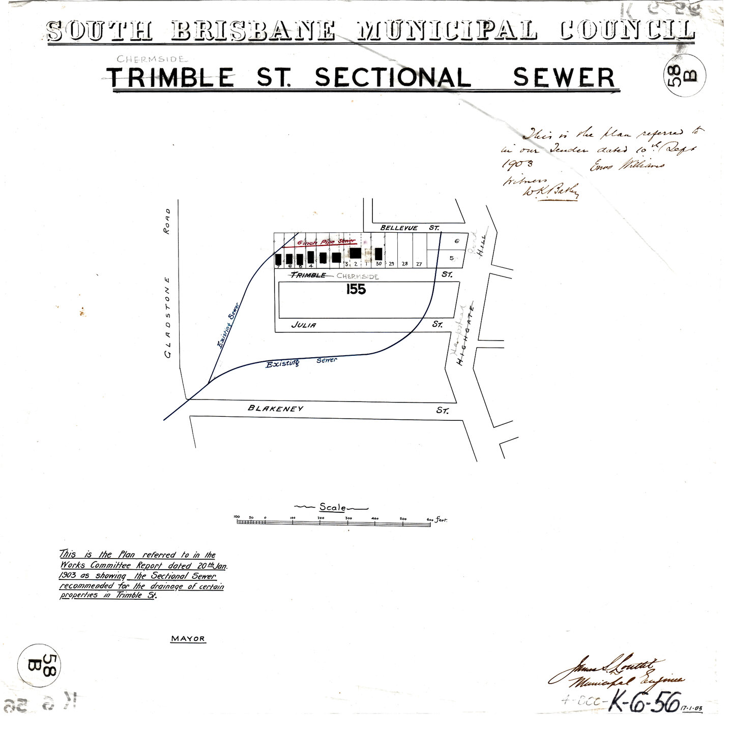 Chermside Street sectional sewer, Highgate Hill - 1903