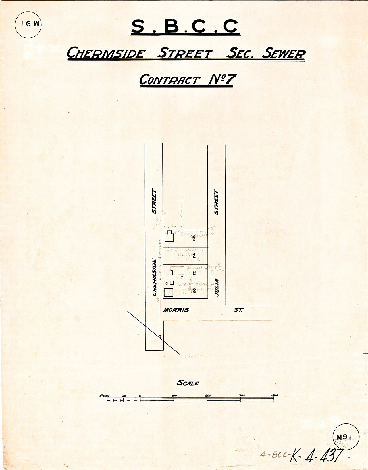 Morris, Chermside and Julia Street sectional sewer, Highgate Hill - 1915