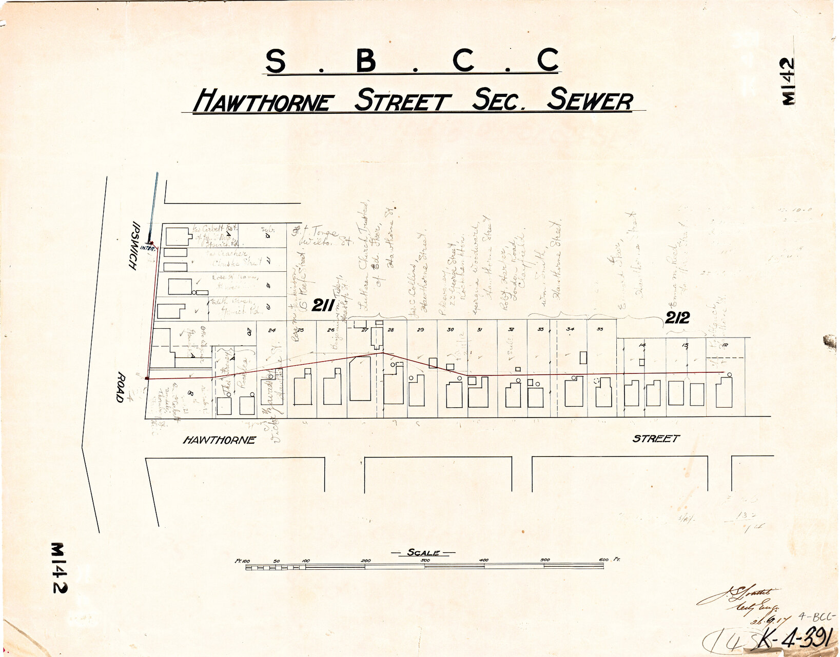 Ipswich Road and Hawthorne Street sectional sewer, Woolloongabba - 1917