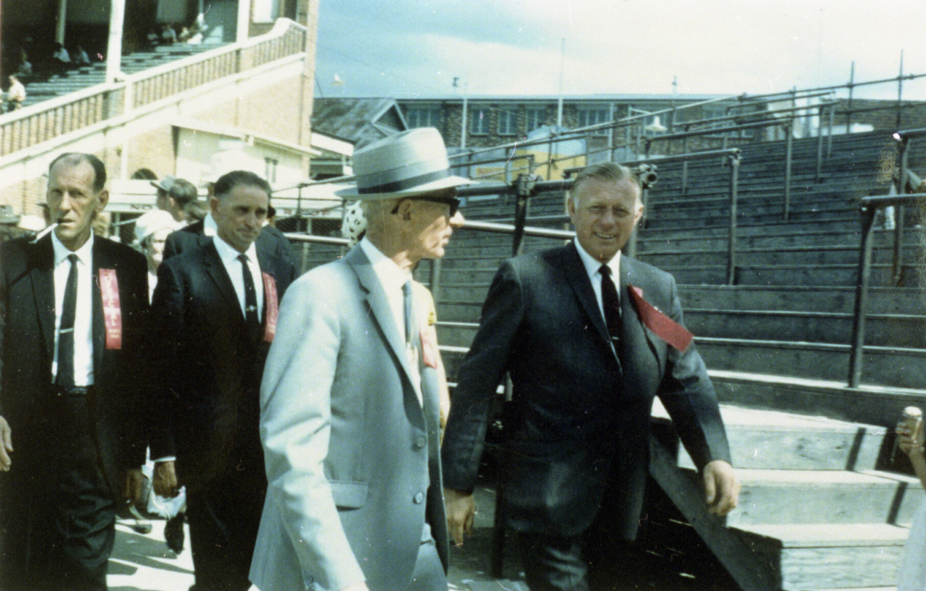 Lord Mayor Clem Jones inspecting Exhibition Grounds, Bowen Hills - 1970