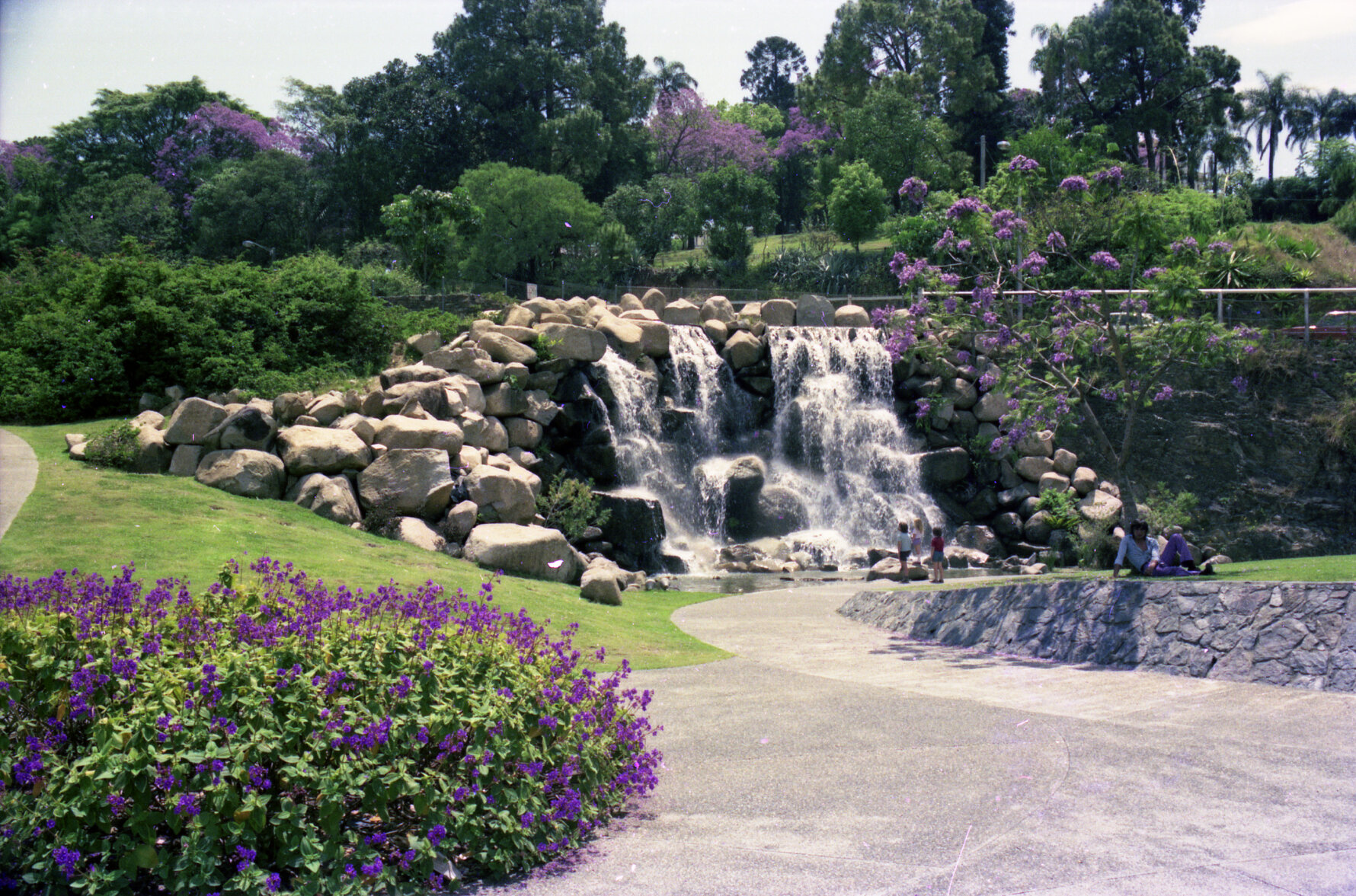 Roma Street Parkland waterfall, Brisbane City - 1974