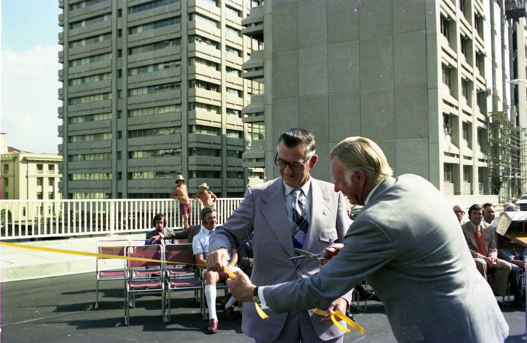 Lord Mayor Clem Jones opening Turbot Street Overpass - Brisbane City - 1974