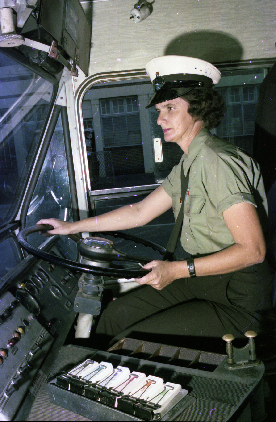 Female bus driver at work - 1975