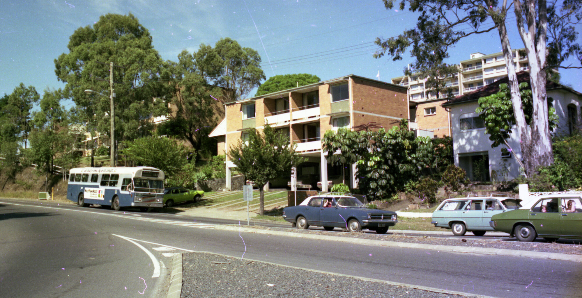 Bus in Traffic on Sir Fred Schonell Drive heading into Gailey Road, St Lucia - 1975