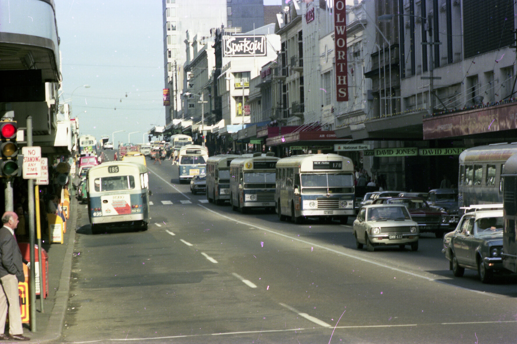 Buses on Queen Street, Brisbane City - 1975