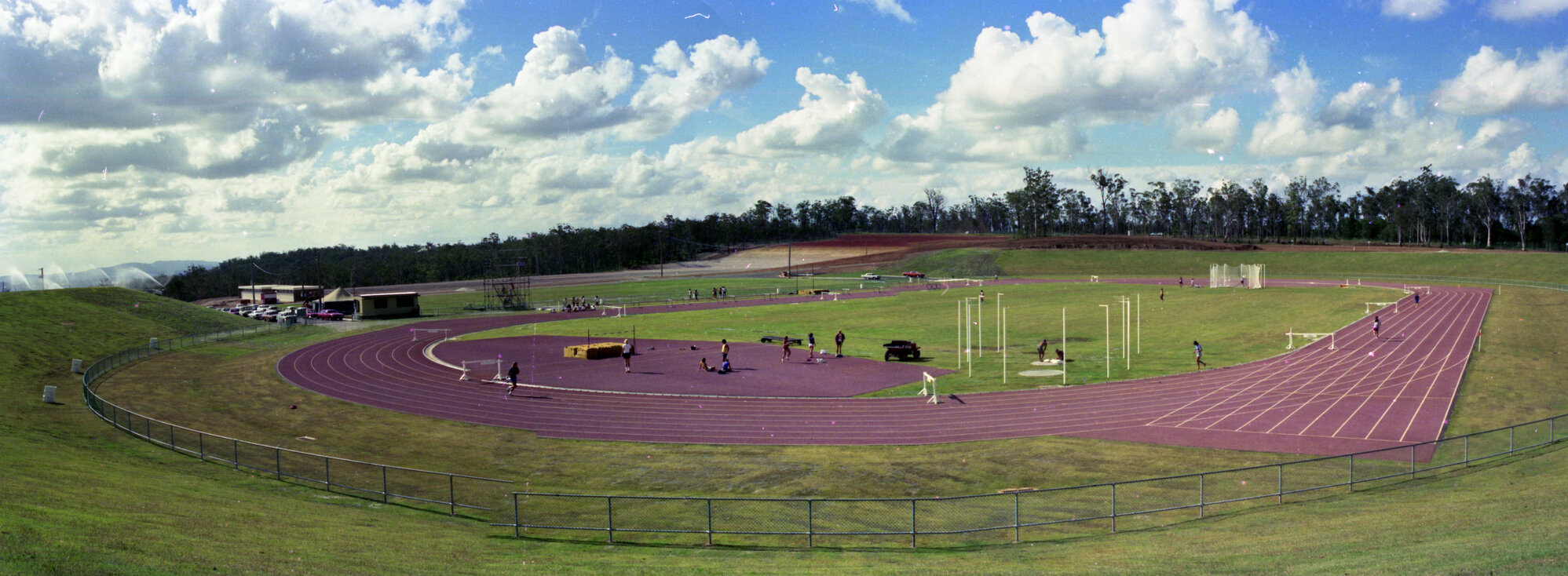 Wide angle shot of Queensland Sport and Athletics Centre (QSAC), Mt Gravatt - 1975