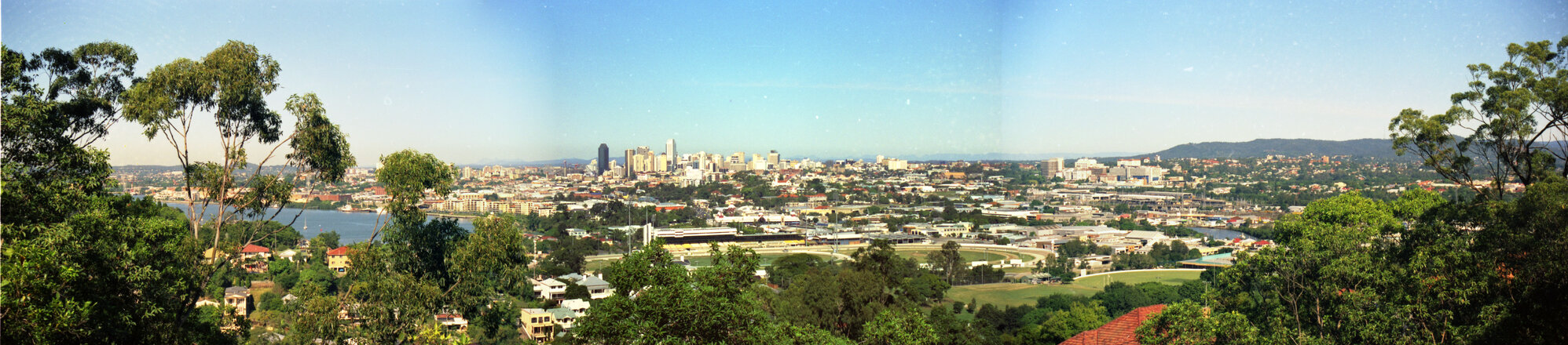 Panorama taken from Bartley's Hill Outlook Reserve looking towards the city, Brisbane City, Albion, Ascot - 2000