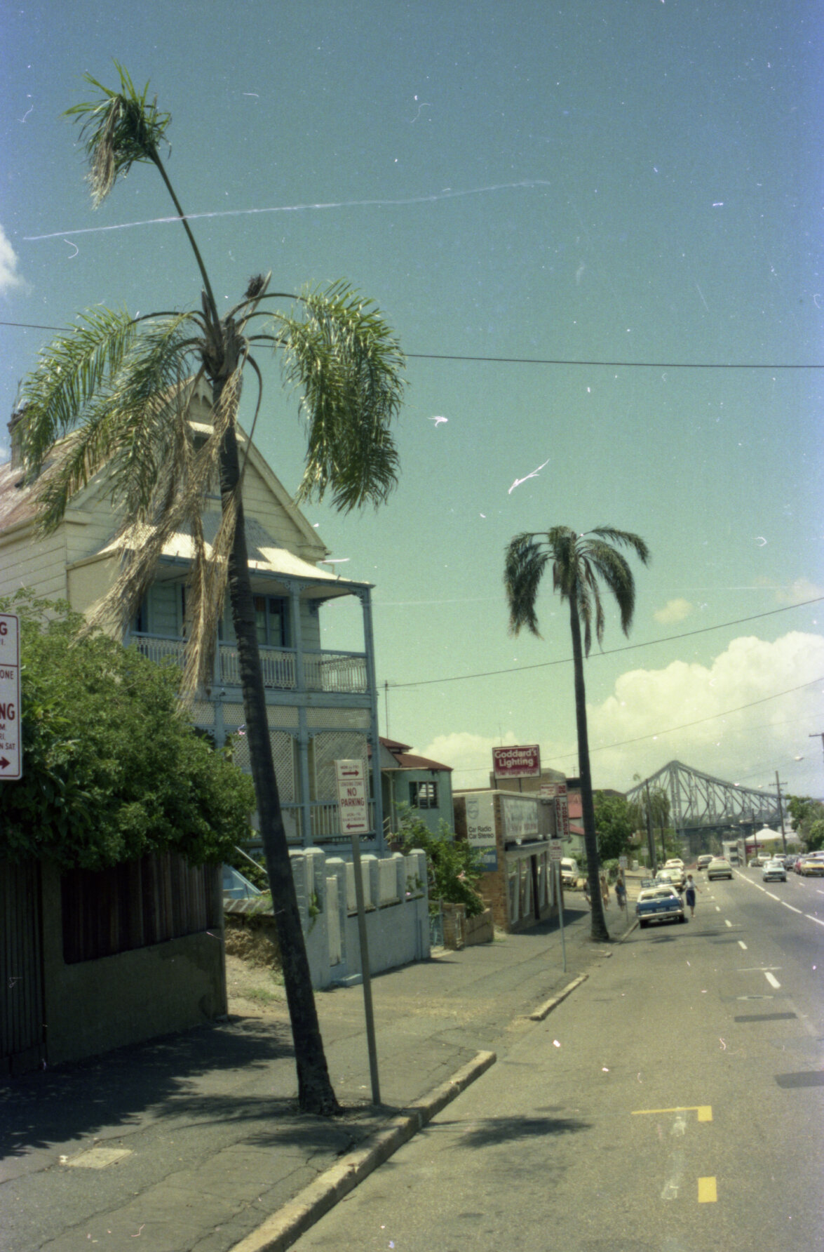 Story Bridge peeking through at end of Boundary Street, Spring Hill - 1980