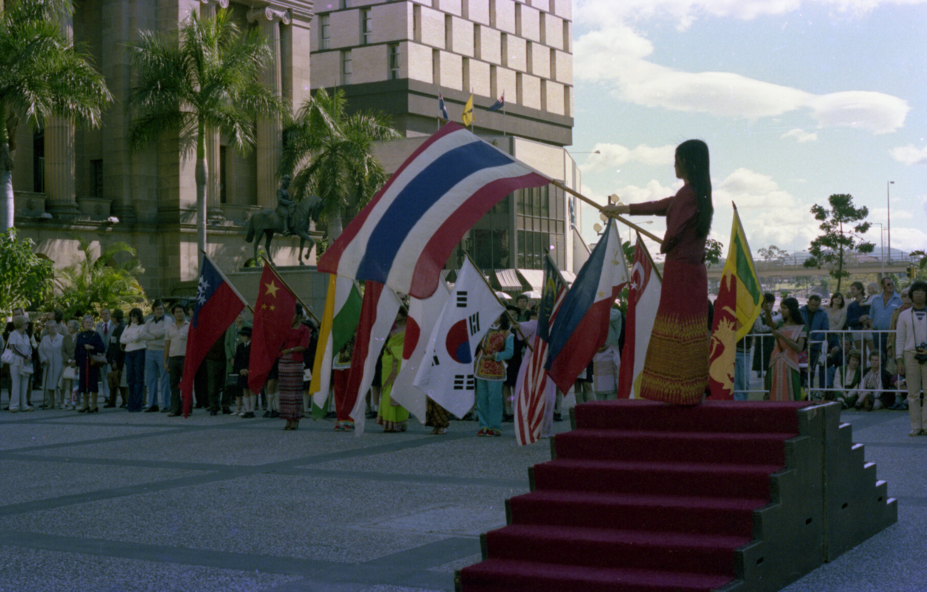 Flagbearers in King George Square for Asia Week - 1980