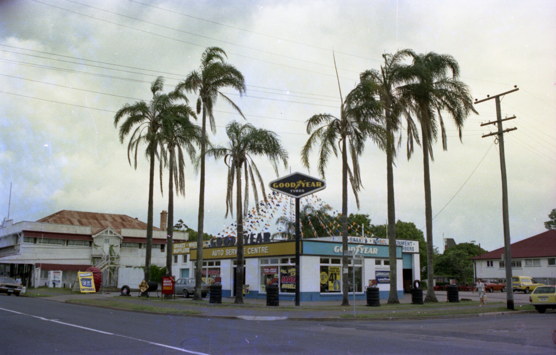 Goodyear tyre store on corner of Bay Terrace and Bride Street, Wynnum - 1980