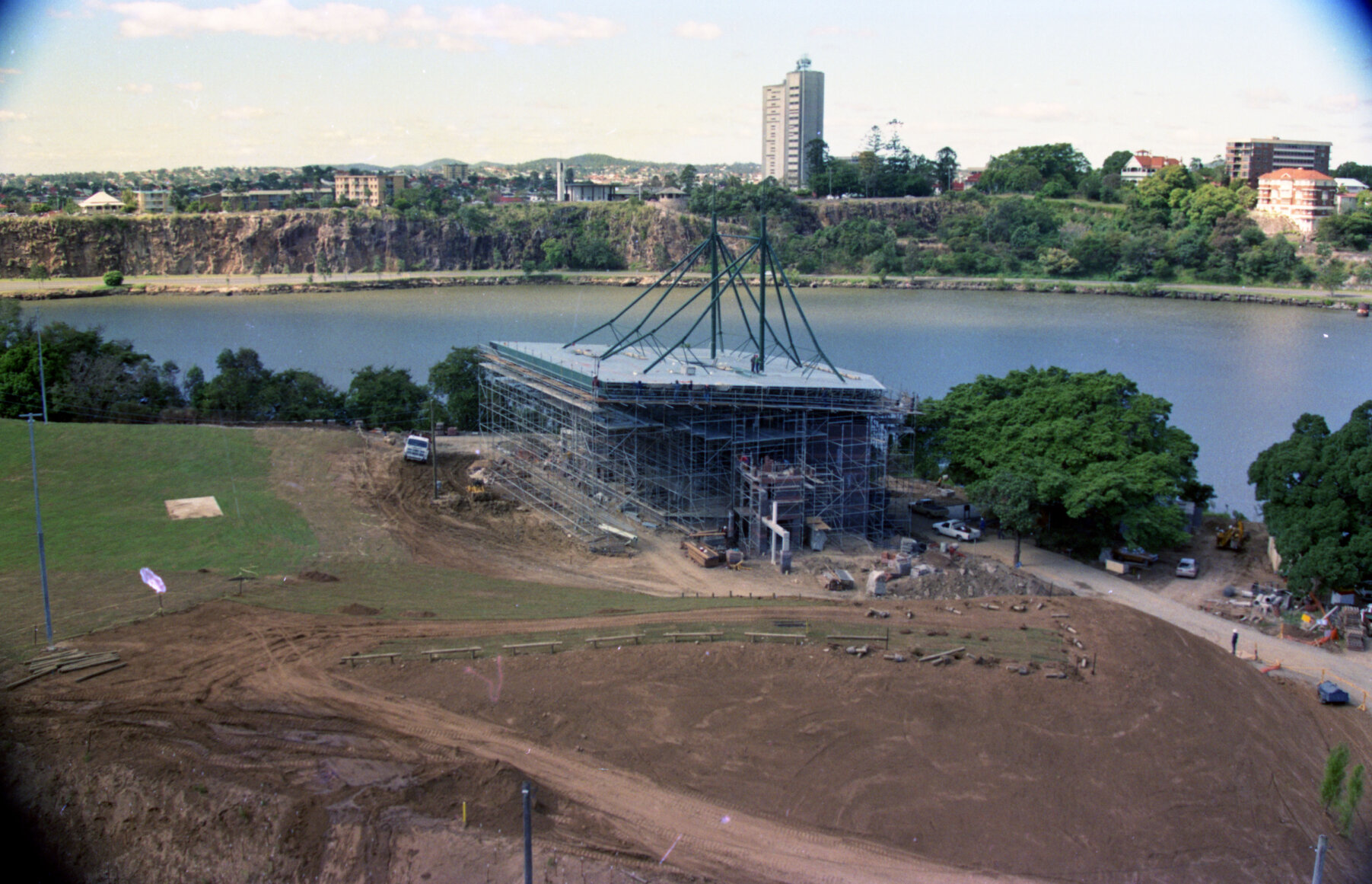 Riverstage under construction, Brisbane City - 1989