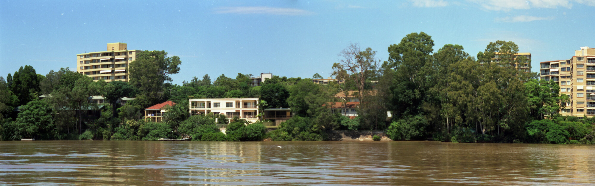 Riverfront properties in St Lucia along Jerdanefield Road viewed from Orleigh Park - 1999