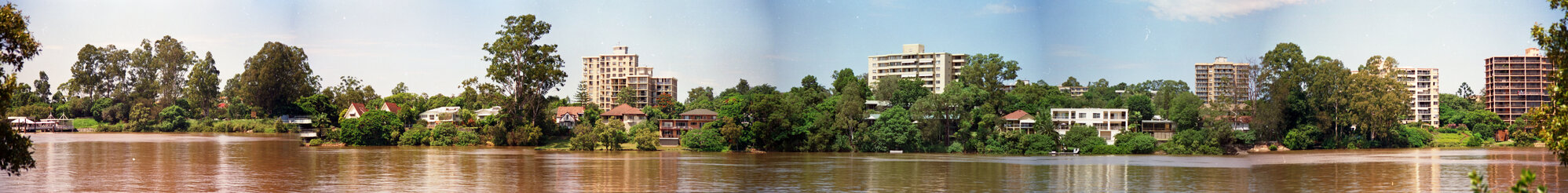 Riverfront properties in St Lucia between Guyatt Park Ferry Terminal to Gailey Road viewed from Orleigh Park - 1999